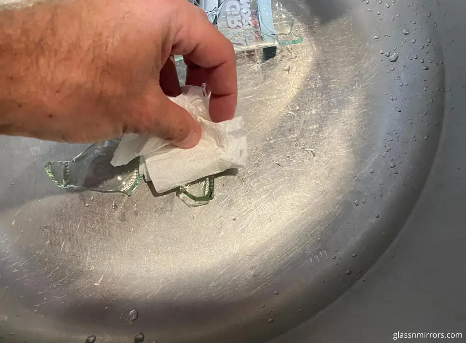 Broken glass in sink